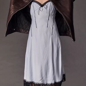 Anthropologie V-Neck Lace-Trim Slip Dress